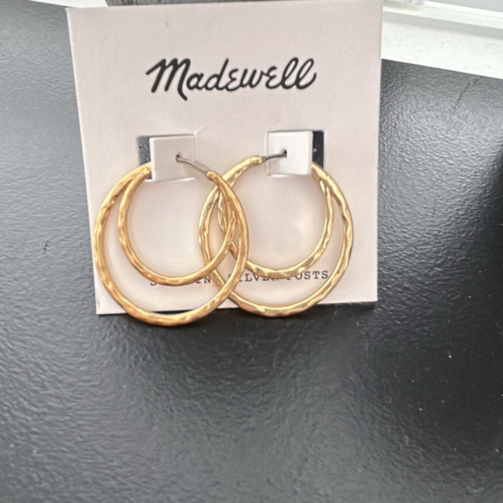 Madewell  NWOT Hammered Double-Hoop Earrings - Picture 3 of 4